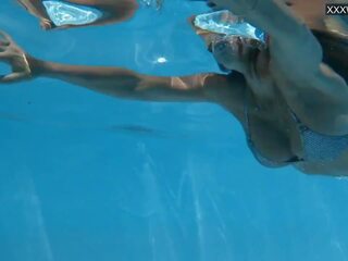 Watch her swim naked underwater in the pool